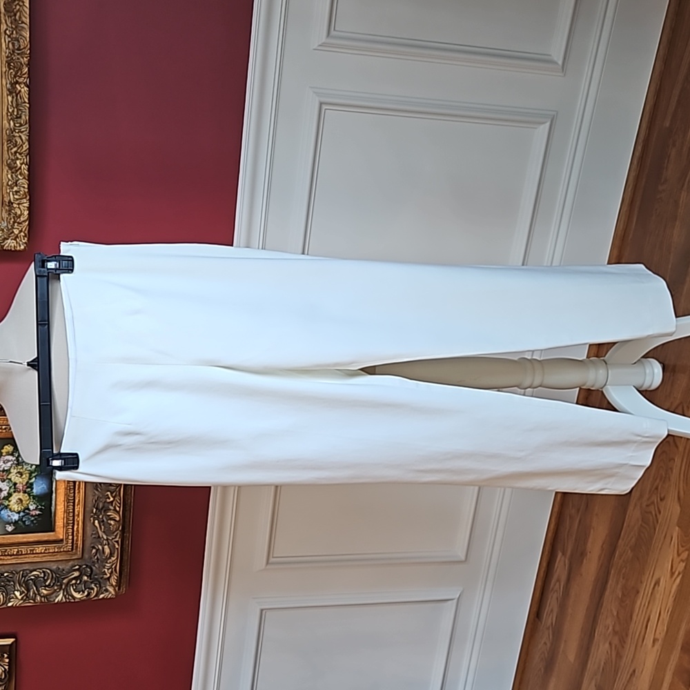 WORTH Trousers Waffle Side Zip Cotton Blend Off White Slim Leg Sz 10 Lined